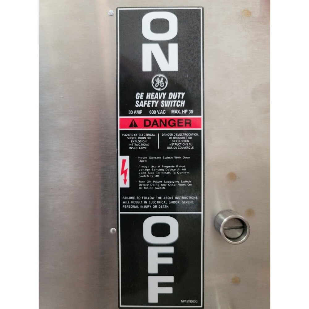 General Electric TH2261SSDC 2-Pole 30A 600V Heavy Duty Safety Switch (R9) - Picture 2 of 8